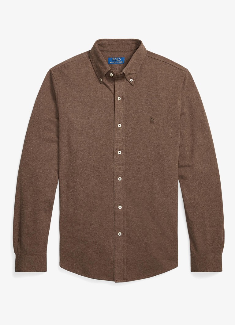 Ralph Lauren Heren Regular fit overhemd van piqué katoen in de kleur Nutmeg Brown Htht / Bruin