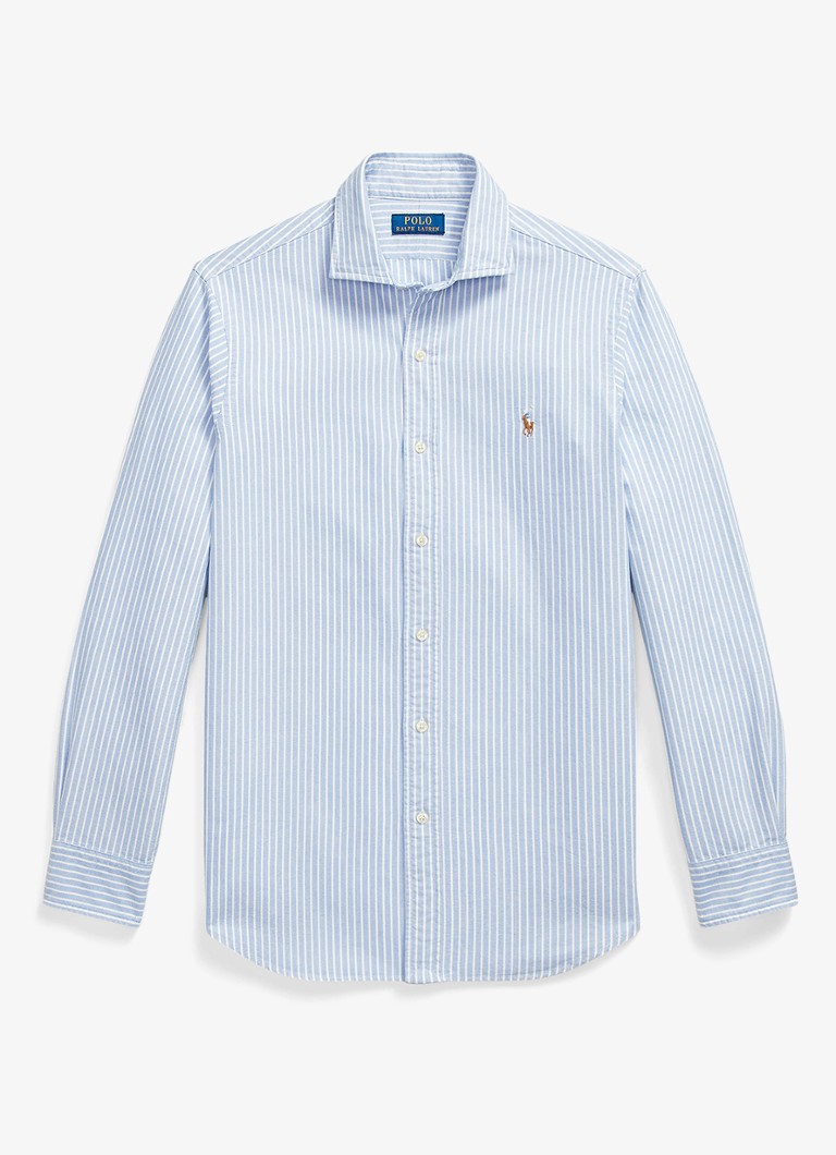 Ralph Lauren Heren Oxford custom fit overhemd met streepprint in de kleur Blue/White / Blauw