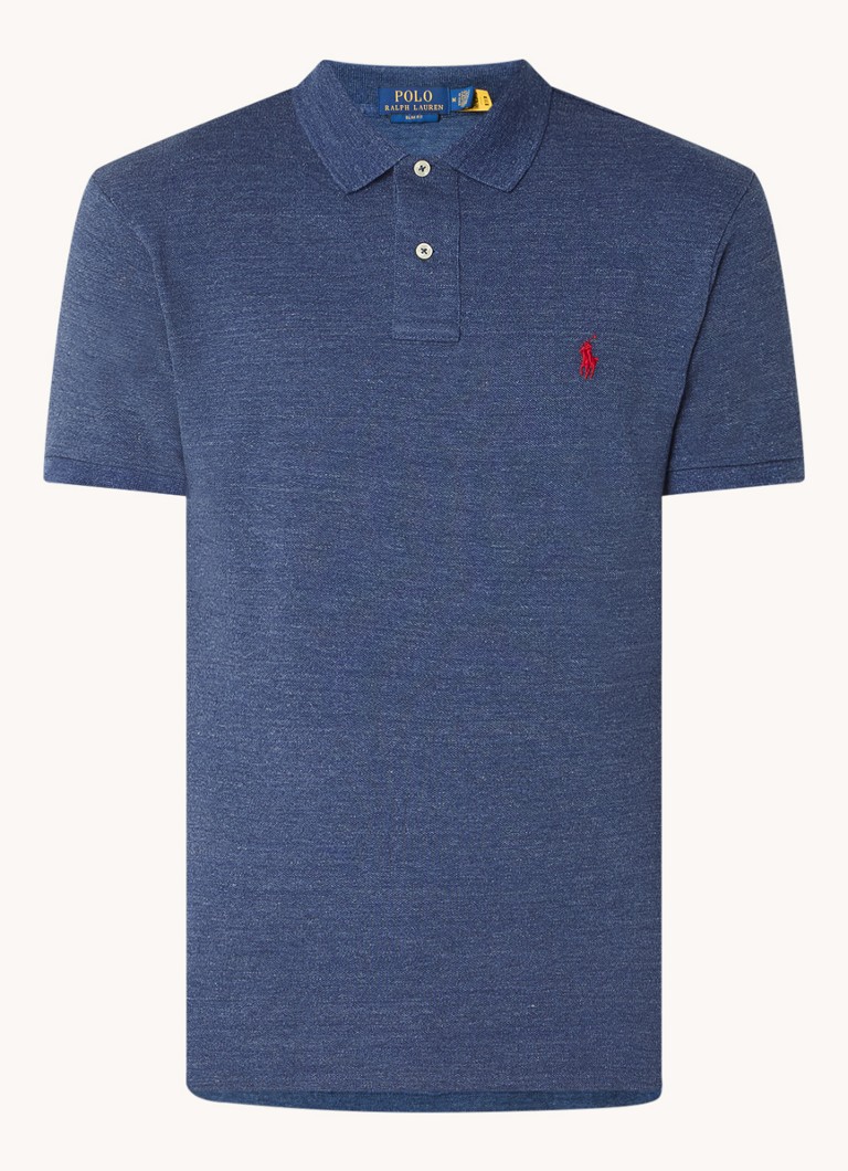 Ralph Lauren Heren Slim fit polo van piqué katoen met logoborduring in de kleur Classic Royal Heather / Blauw