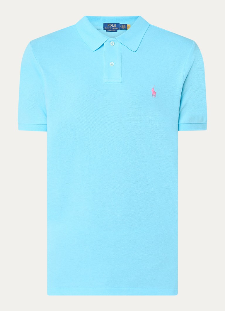 Ralph Lauren Heren Custom slim fit polo van piqué katoen met logoborduring in de kleur Turquoise Nova/C3664