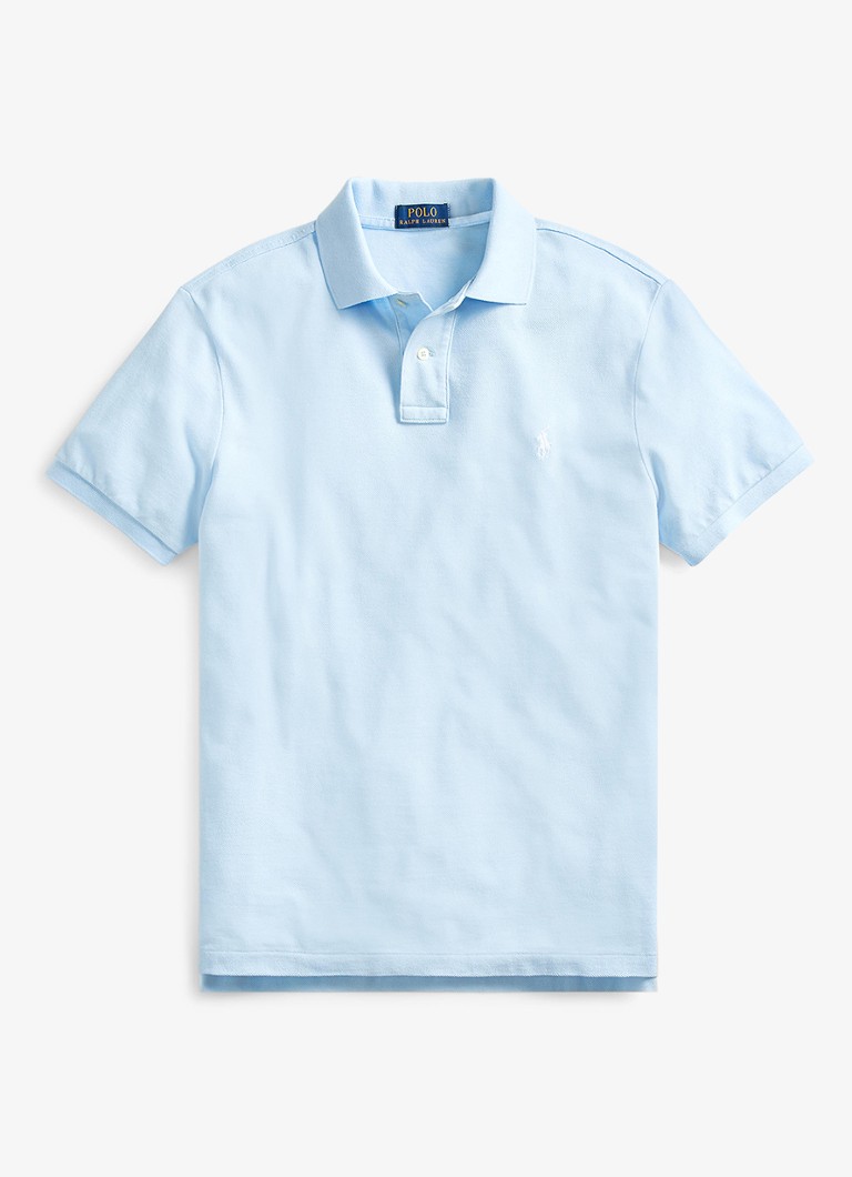 Ralph Lauren Heren Custom slim fit polo van piqué katoen met logoborduring in de kleur Office blue / Blauw