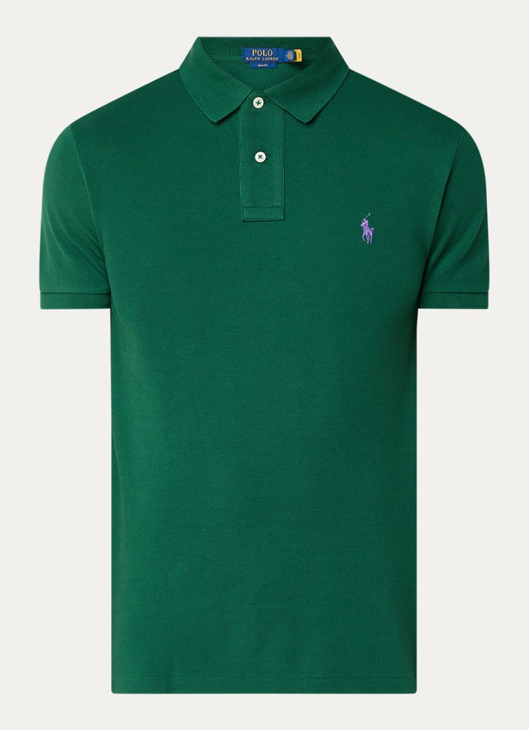 Ralph Lauren Heren Slim fit polo van piqué katoen in de kleur New Forest / Donkergroen
