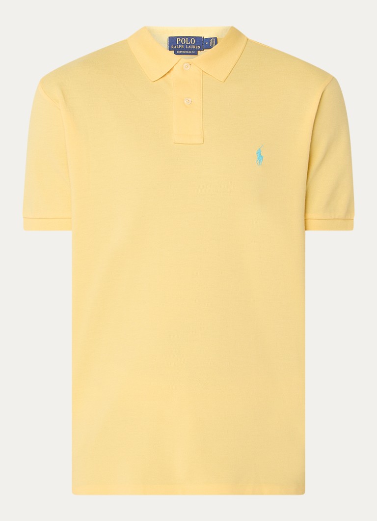 Ralph Lauren Heren Custom slim fit polo van piqué katoen met logoborduring in de kleur Corn Yellow/C6103