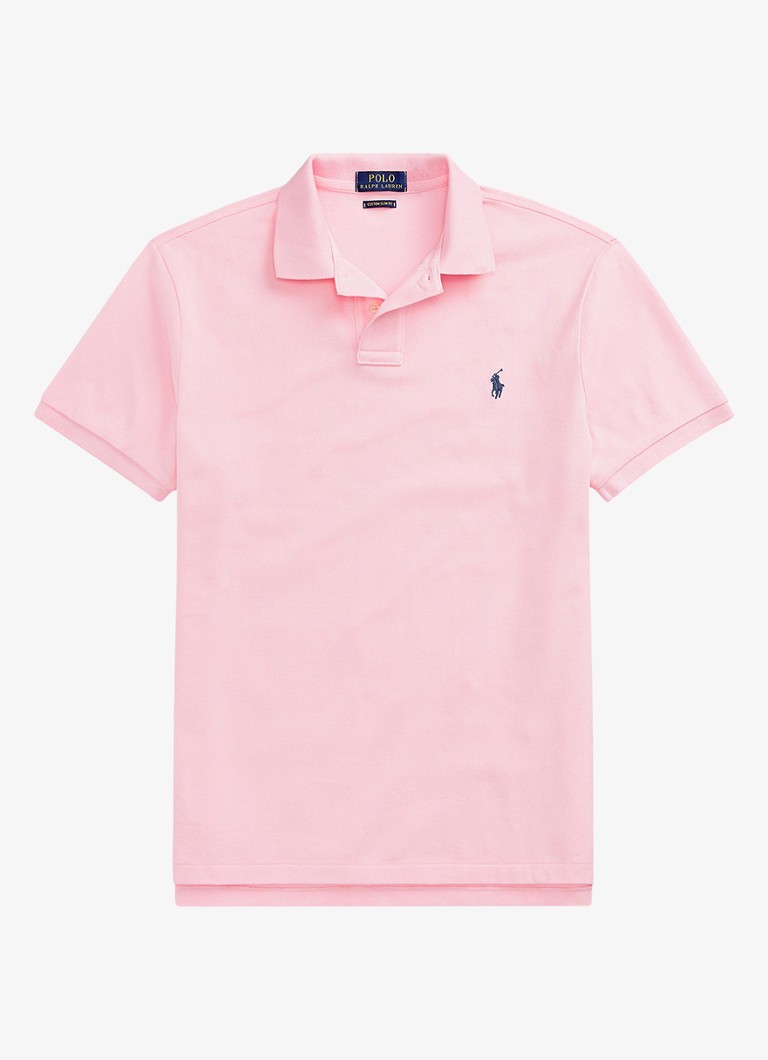 Ralph Lauren Heren Slim fit polo van piqué katoen in de kleur Carmel Pink/C7349