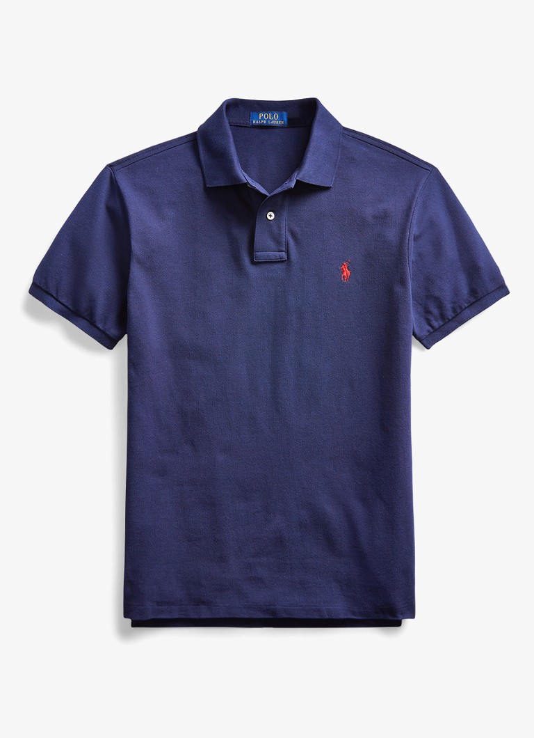 Ralph Lauren Heren Slim fit polo van piqué katoen in de kleur Newport Navy / Donkerblauw
