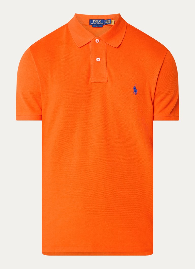 Ralph Lauren Heren Slim fit polo van piqué katoen in de kleur Sailing Orange / Oranje