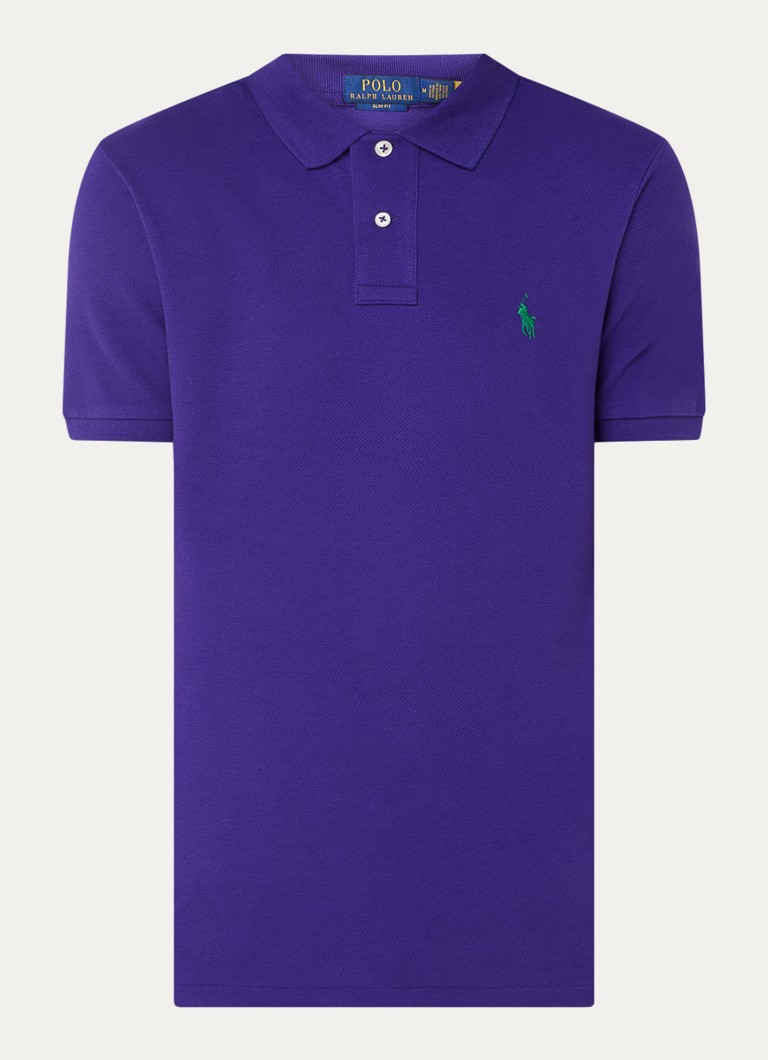Ralph Lauren Heren Slim fit polo van piqué katoen in de kleur Chalet Purple / Paars