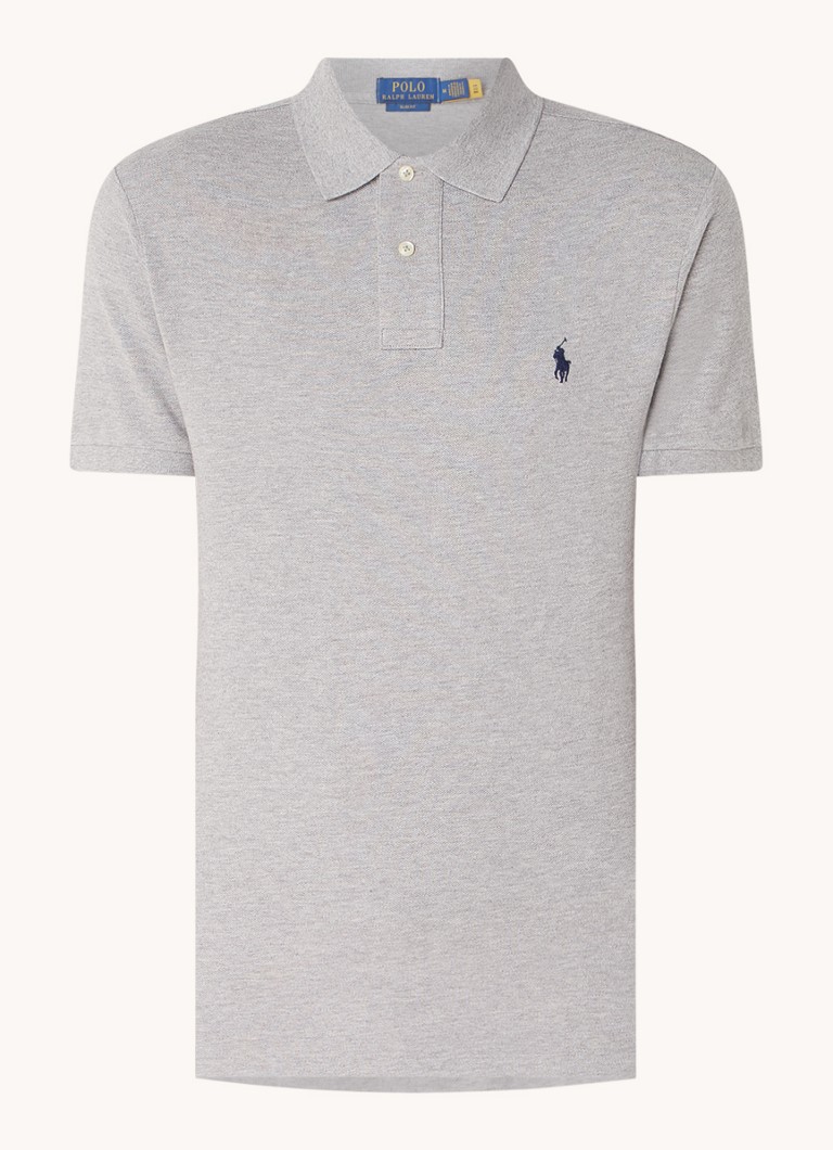 Ralph Lauren Heren Slim fit polo van piqué katoen in de kleur Andover Heather / Grijs