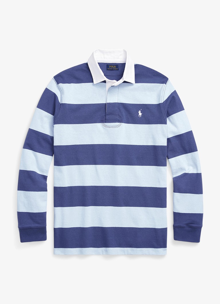 Ralph Lauren Heren Regular fit polo met logoborduring en streepprint in de kleur Light Navy/Office Blue / Blauw