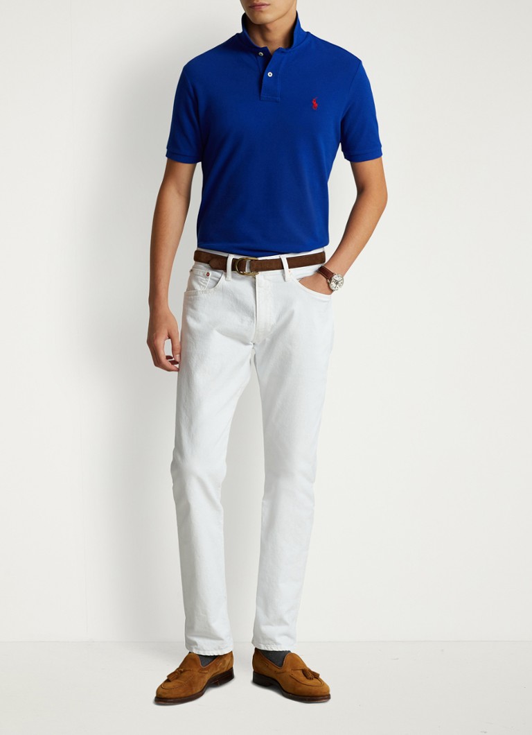 Ralph Lauren Heren Slim fit polo van piqué katoen in de kleur Heritage Royal / Blauw