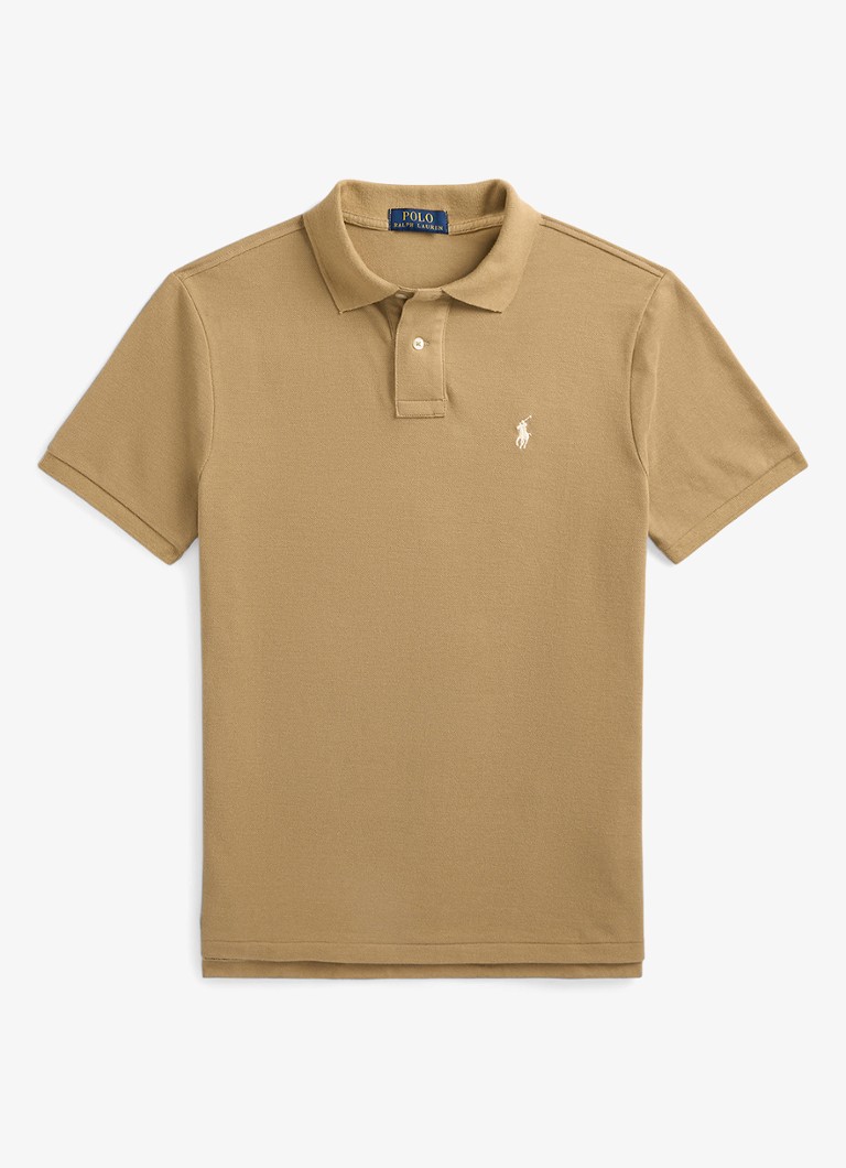 Ralph Lauren Heren Custom slim fit polo van piqué katoen in de kleur Cafe Tan / Bruin