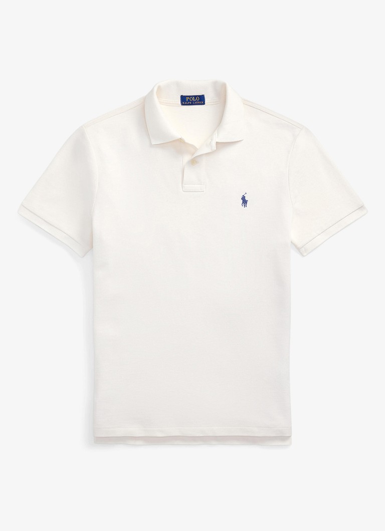 Ralph Lauren Heren Custom slim fit polo van piqué katoen in de kleur Pale Cream / Creme