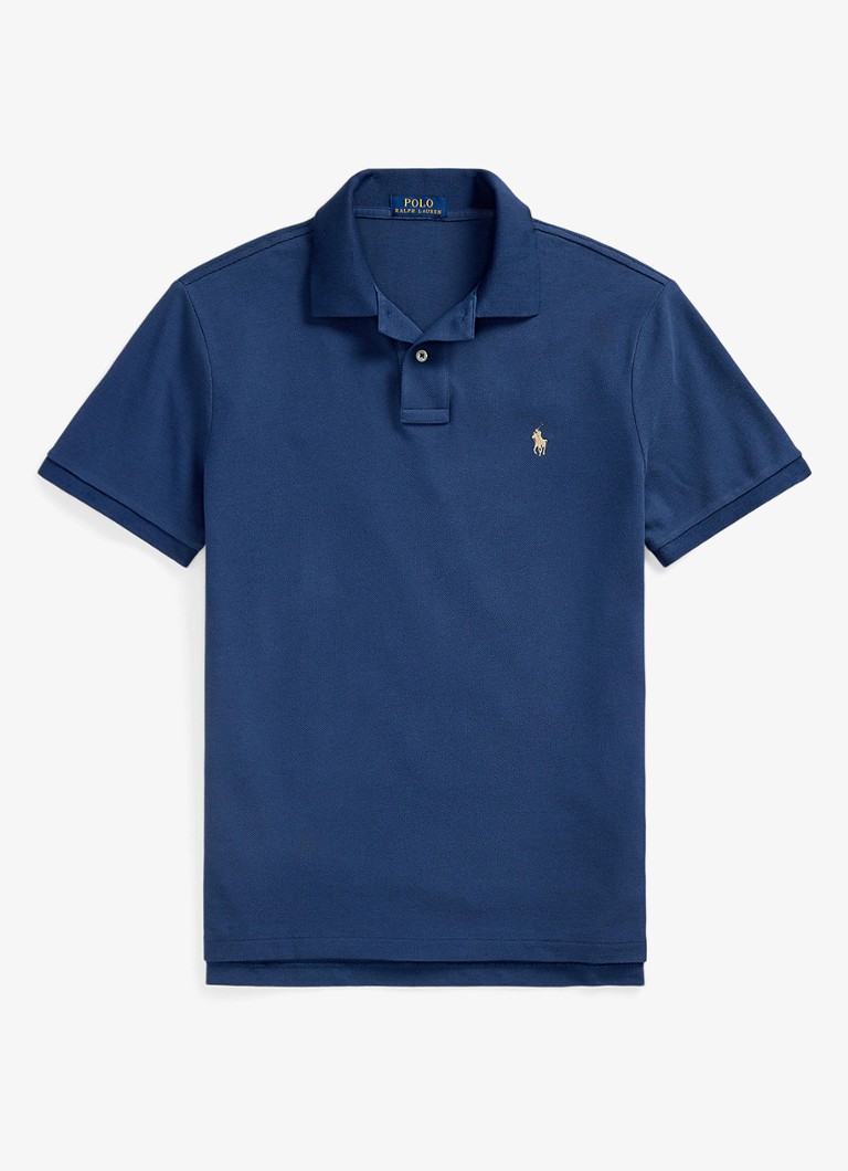 Ralph Lauren Heren Custom slim fit polo van piqué katoen in de kleur Rustic Navy / Donkerblauw
