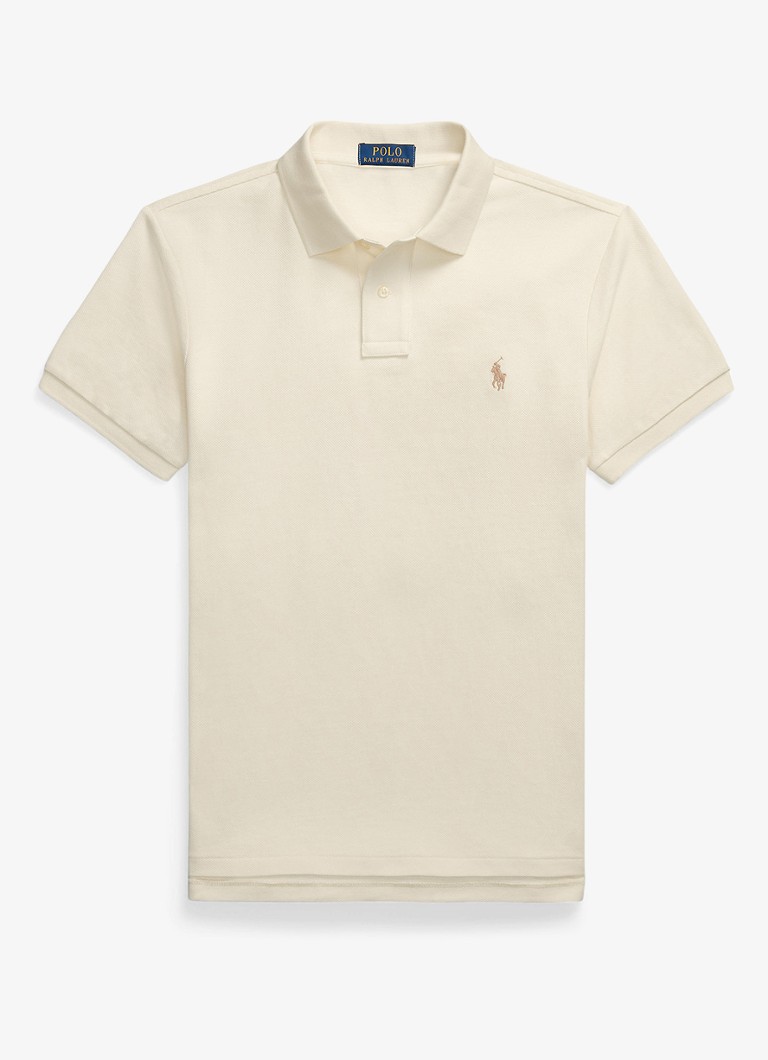 Ralph Lauren Heren Slim fit polo van piqué katoen in de kleur Parchment Cream/C8634-3ZOB