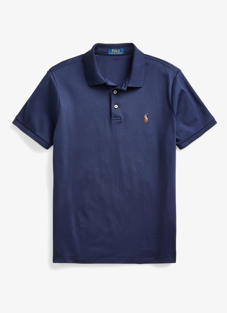 Ralph Lauren Heren Custom slim fit polo met logo in de kleur Refined Navy / Donkerblauw