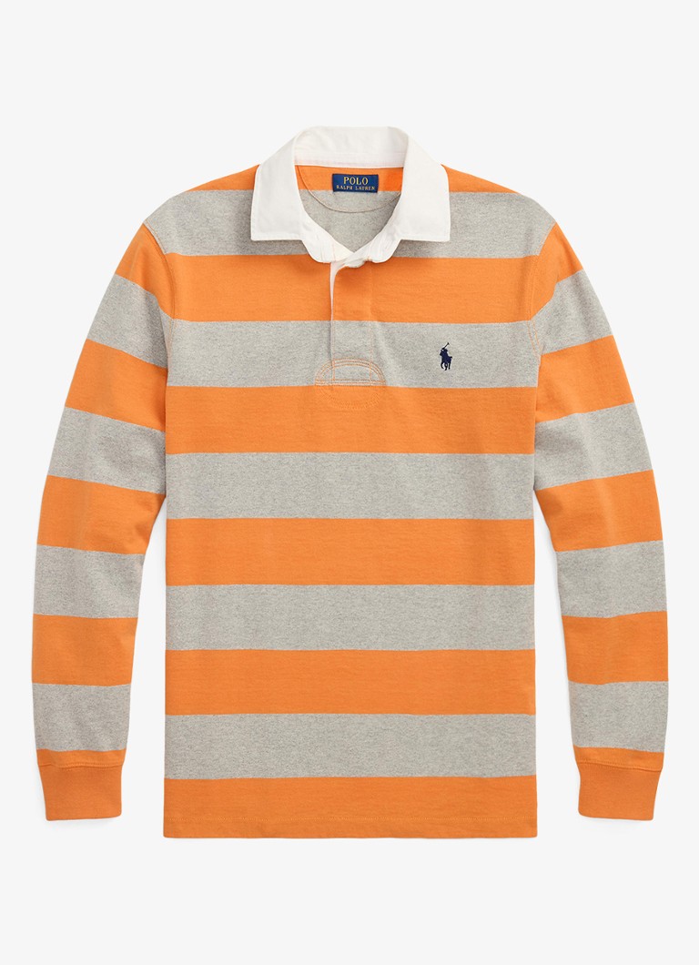 Ralph Lauren Heren Regular fit polo met logo en streepprint in de kleur Bedford Orange / Oranje