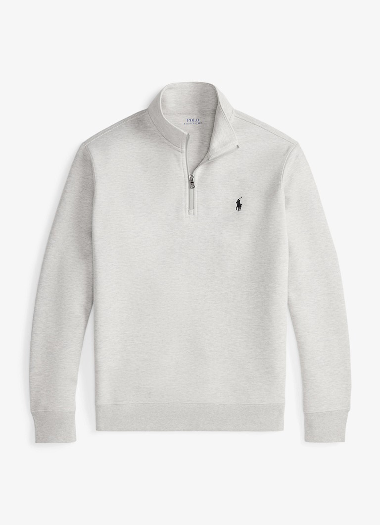 Ralph Lauren Heren Fijngebreide trui met logoborduring in de kleur Lt Sport Heather / Grijs