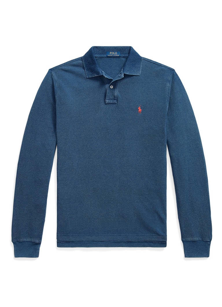 Ralph Lauren Heren Custom slim fit polo met logoborduring in de kleur Medium Indigo / Blauw
