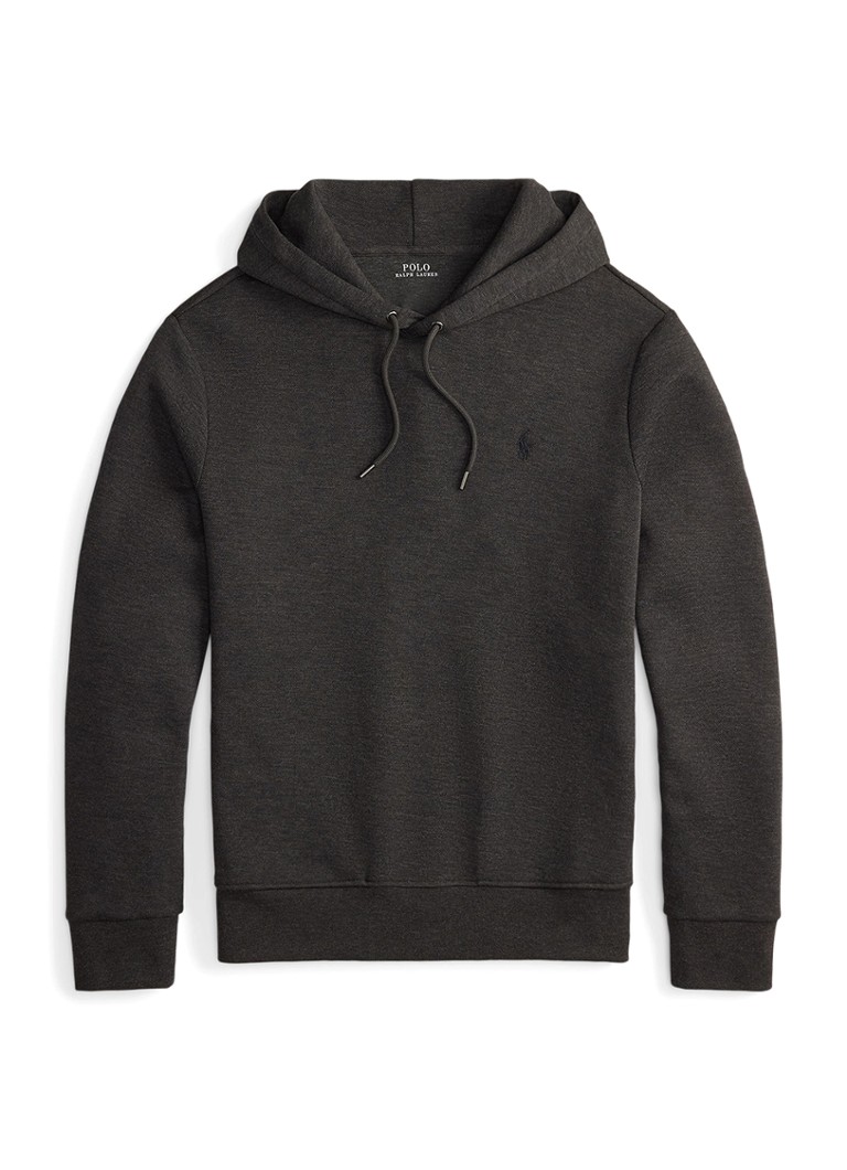 Ralph Lauren Heren Hoodie met logoborduring in de kleur Dark Charcoal / Donkergrijs