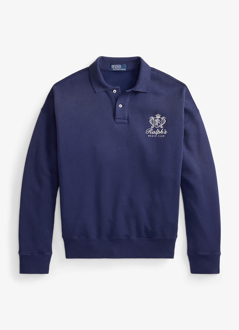 Ralph Lauren Heren Sweater met polokraag en logoborduring in de kleur Dark Cobalt / Donkerblauw