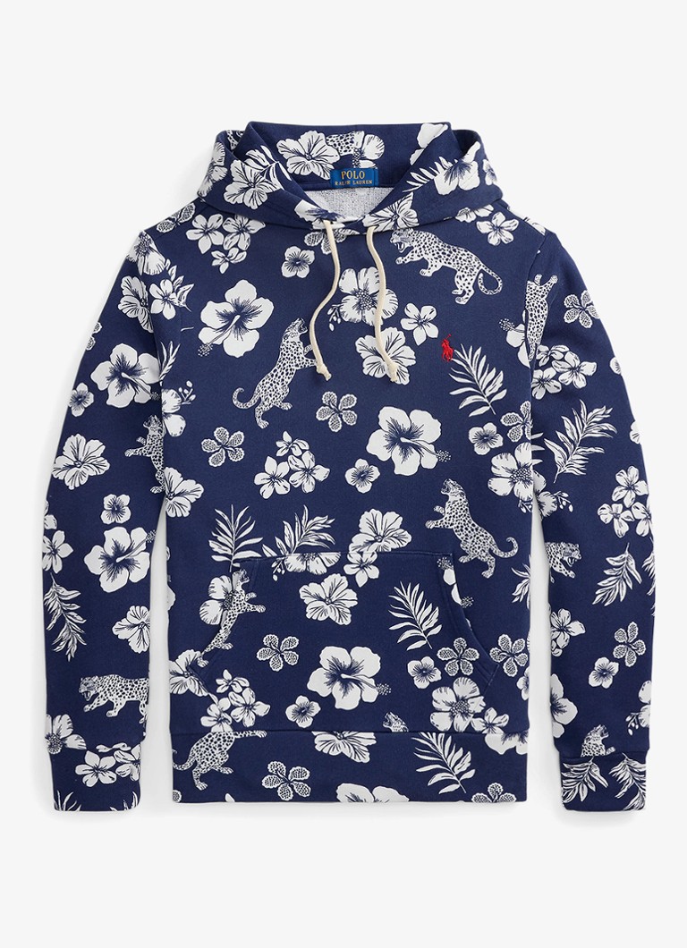 Ralph Lauren Heren Hoodie met bloemenprint en kangoeroezak in de kleur Donkerblauw