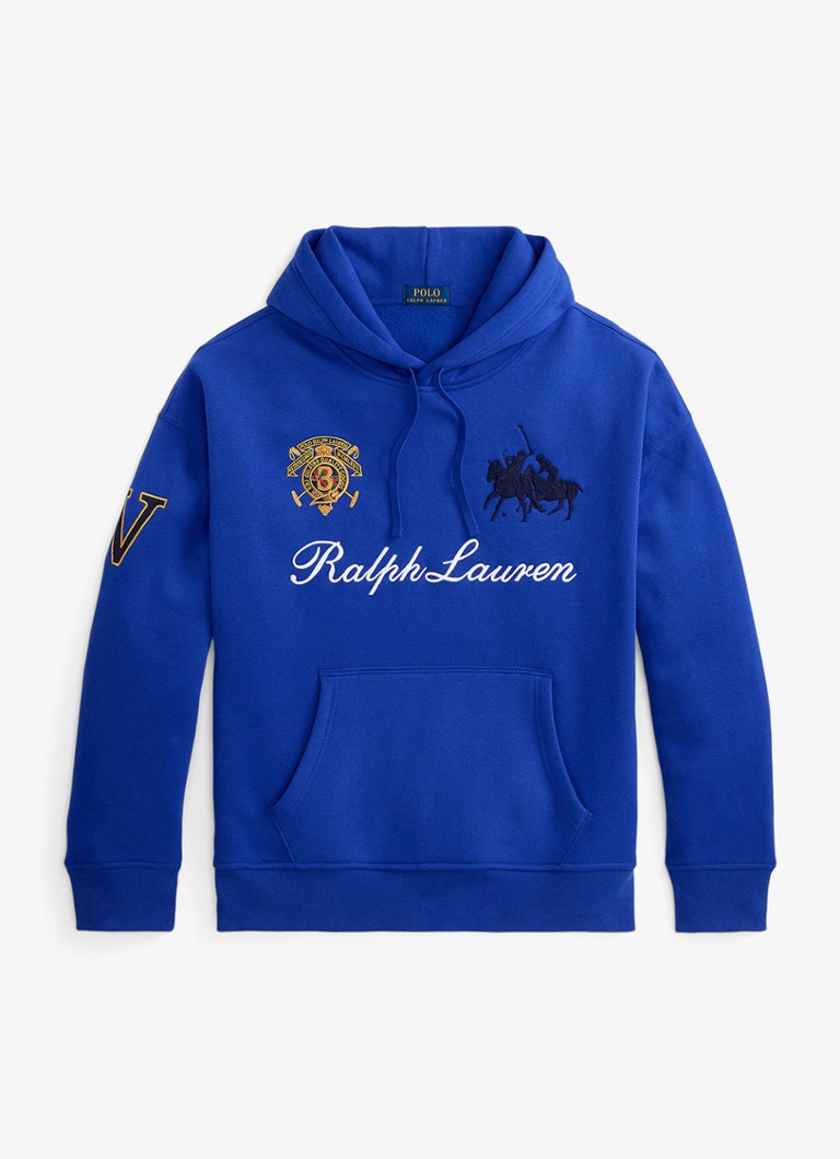 Ralph Lauren Heren Hoodie met logoborduring in de kleur New Sapphire-2ZI3