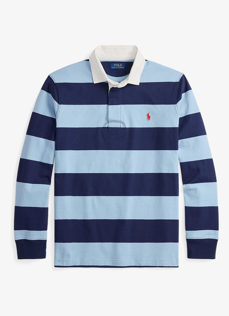 Ralph Lauren Heren Regular fit polo met logo en streepprint in de kleur Powder Blue