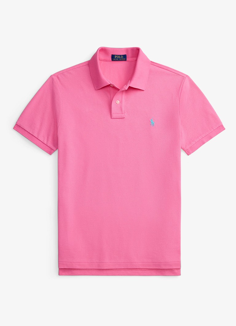 Ralph Lauren Heren Slim fit polo van piqué katoen in de kleur Baja Pink/C6995-ZYVC