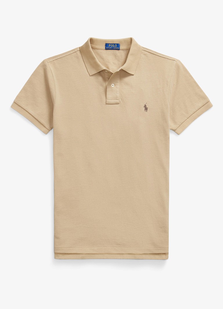 Ralph Lauren Heren Slim fit polo van piqué katoen in de kleur Vintage Khaki / Khaki