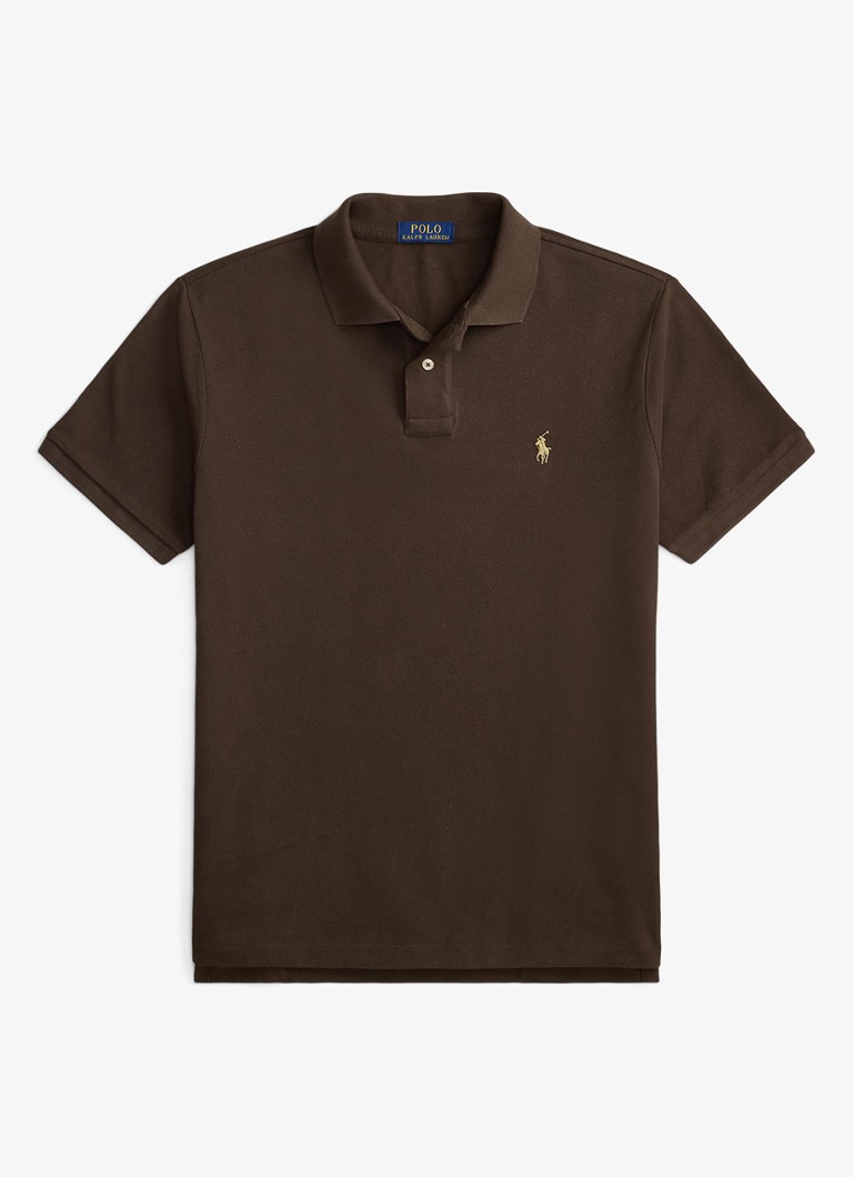 Ralph Lauren Heren Custom slim fit polo van piqué katoen in de kleur Nutmeg Brown / Bruin