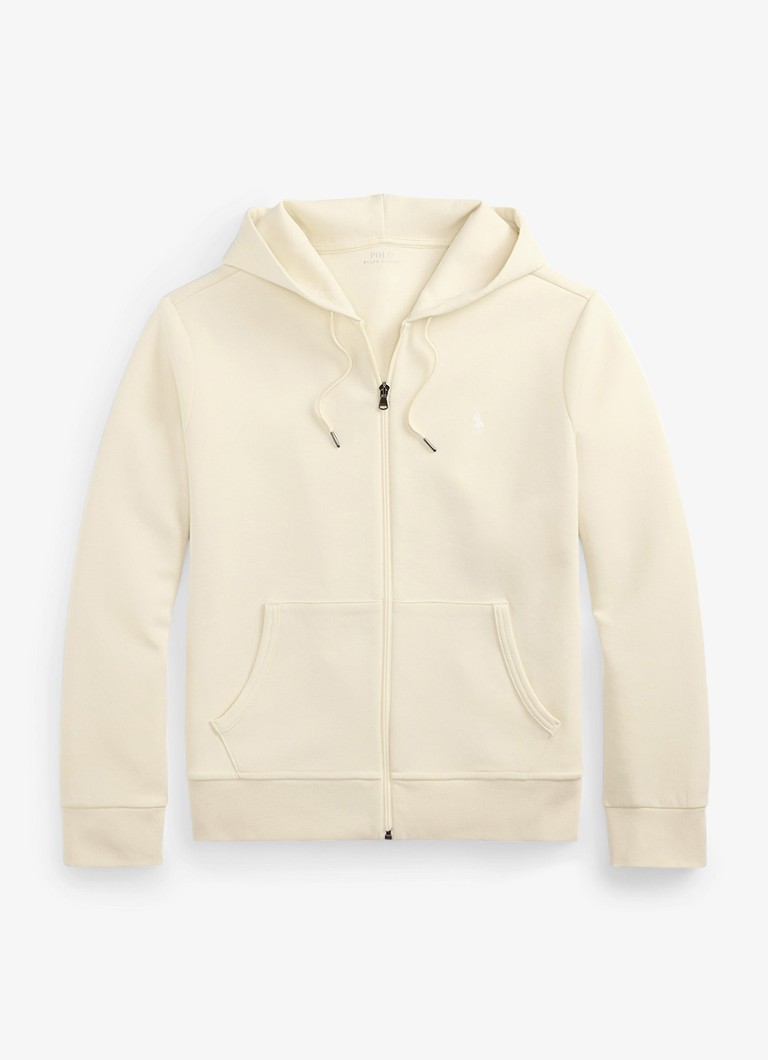Ralph Lauren Heren Sweatvest met steekzakken en logoborduring in de kleur Guide Cream / Crème