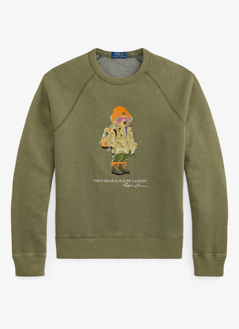 Ralph Lauren Heren Sweater met logoprint in de kleur Cruise Olive / Olijfgroen