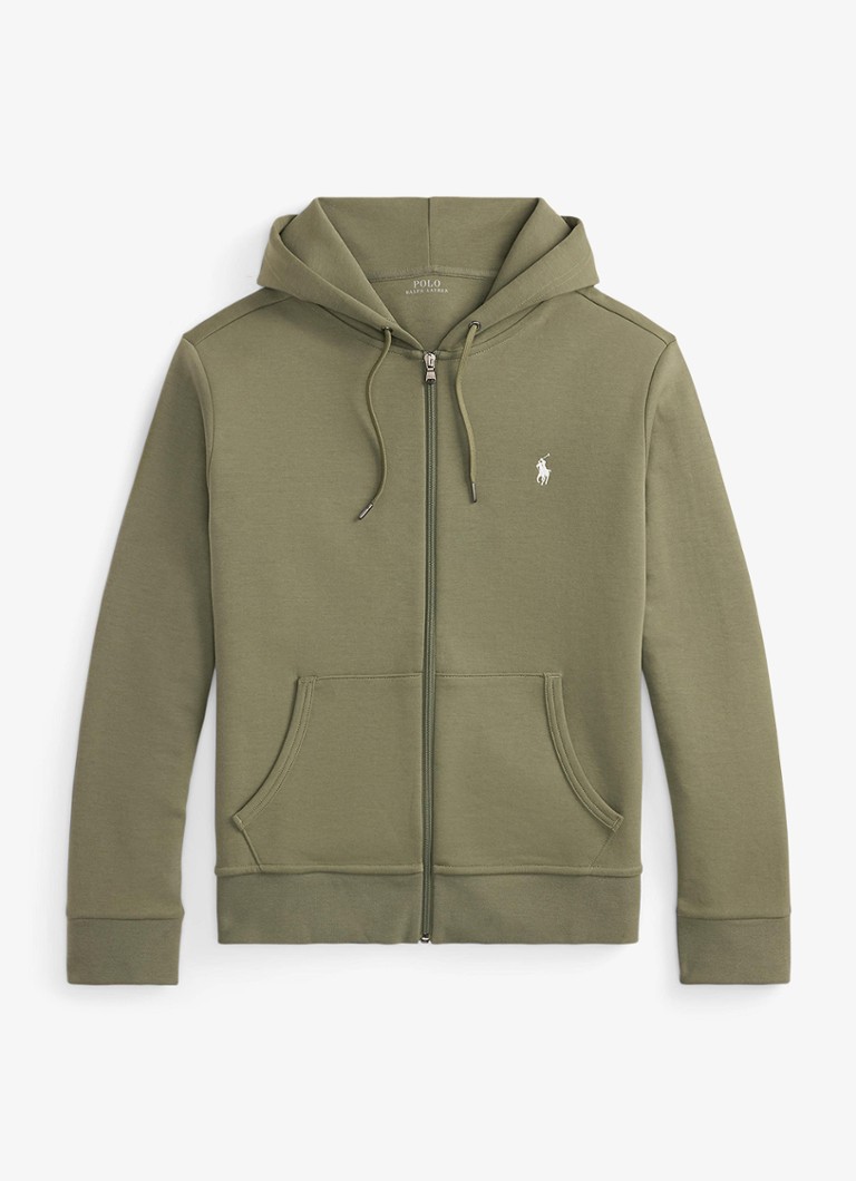 Ralph Lauren Heren Sweatvest met steekzakken en logoborduring in de kleur Cruise Olive / Olijfgroen