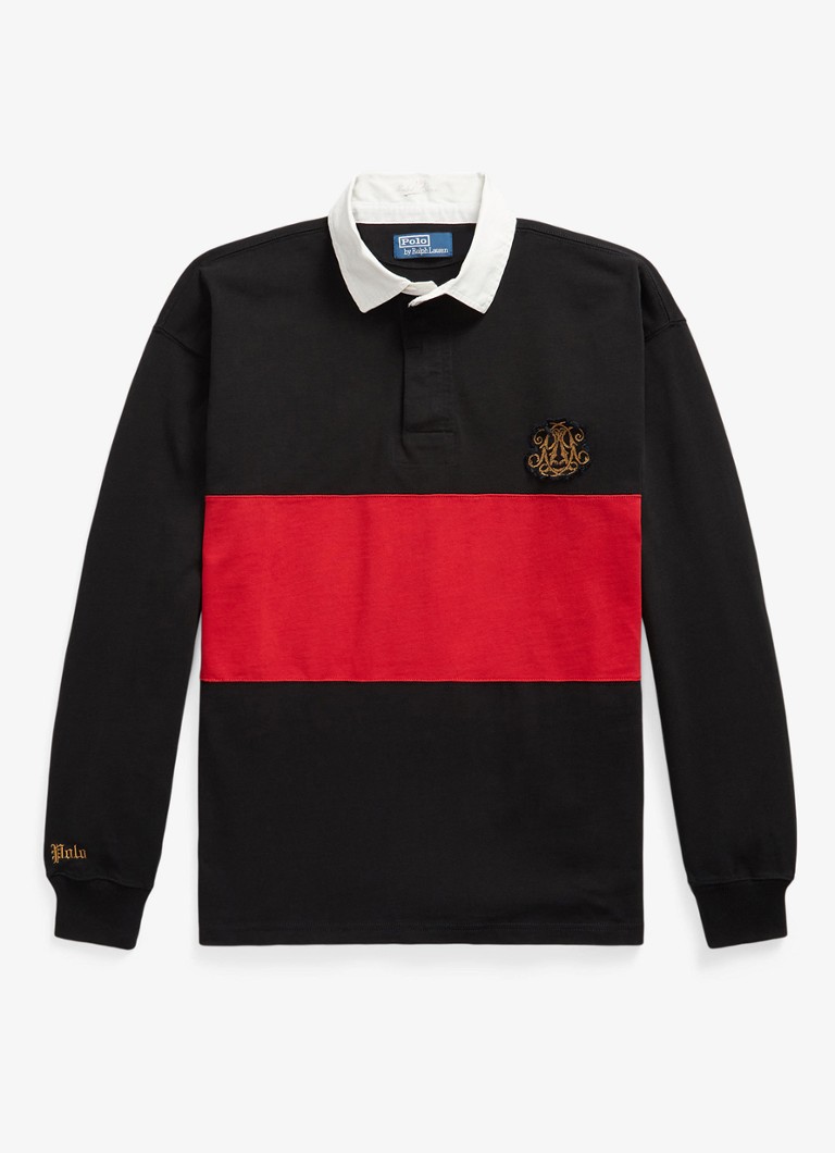 Ralph Lauren Heren Vintage Fit longsleeve met polokraag in de kleur Polo Black Multi-2WIH / Zwart