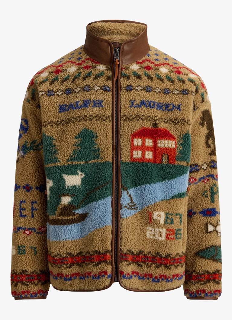 Ralph Lauren Heren Teddy jas met print in de kleur Montana Khaki / Khaki