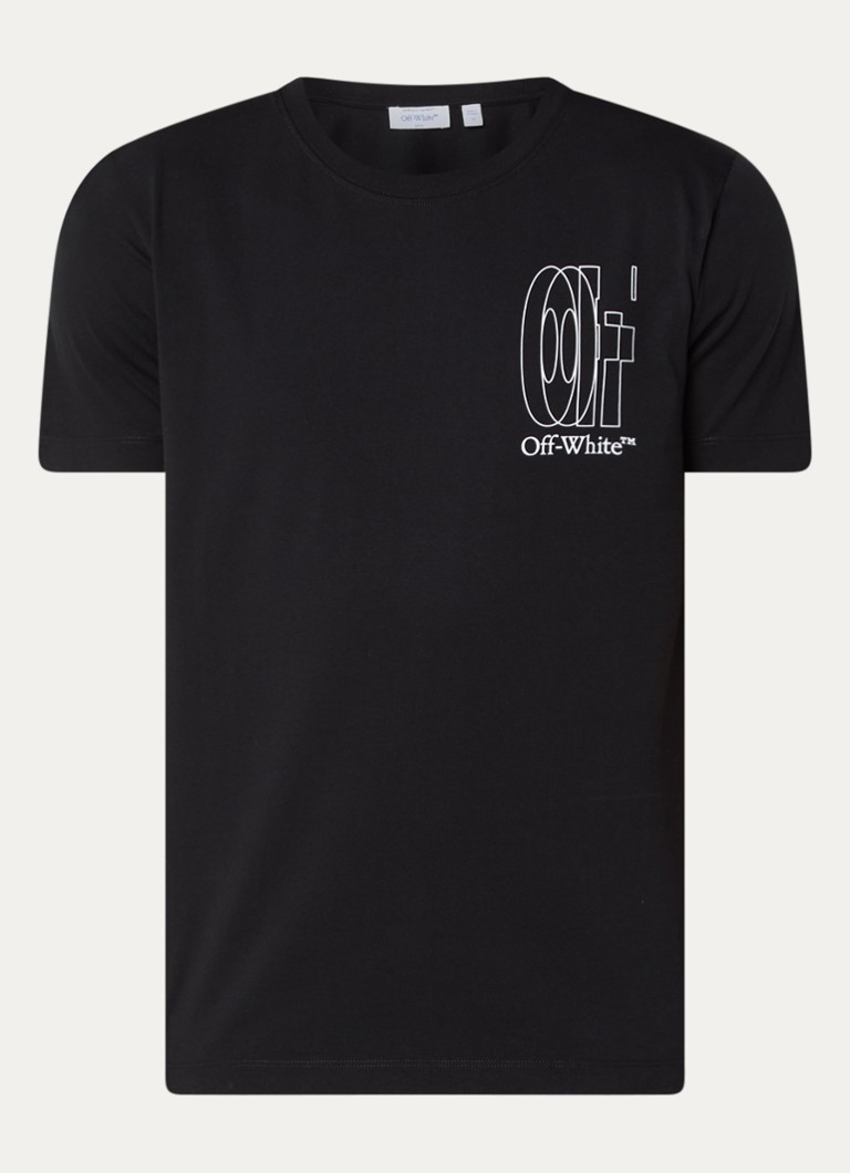 Off-White Heren T-shirt met logo- en backprint in de kleur Zwart, maat: S