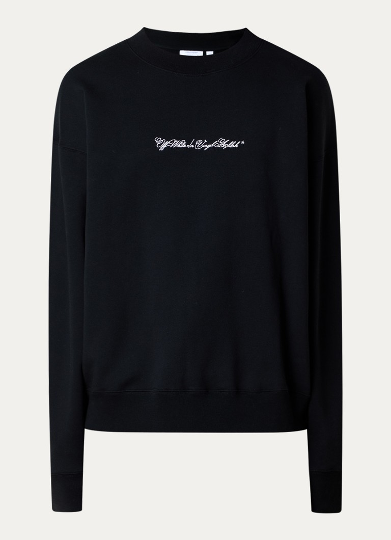 Off-White Heren Script Arrow sweater met logoborduring in de kleur Zwart, maat: L