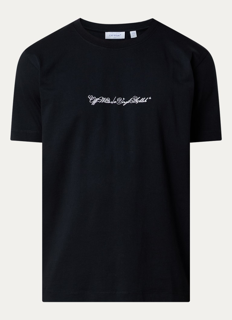 Off-White Heren Script Arrow T-shirt met logoborduring in de kleur Zwart, maat: S