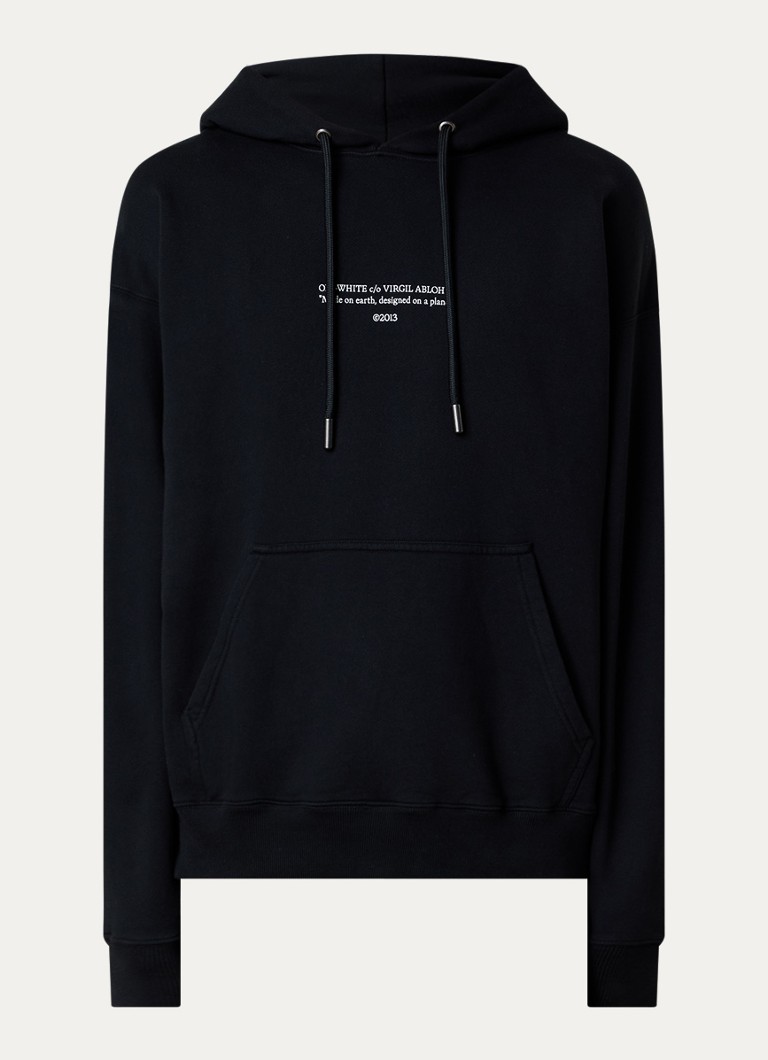 Off-White Heren Statement hoodie met logoprint in de kleur Zwart, maat: L