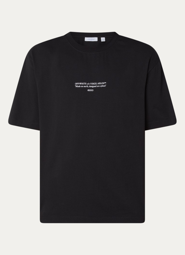 Off-White Heren Statement T-shirt met logoprint in de kleur Zwart, maat: M
