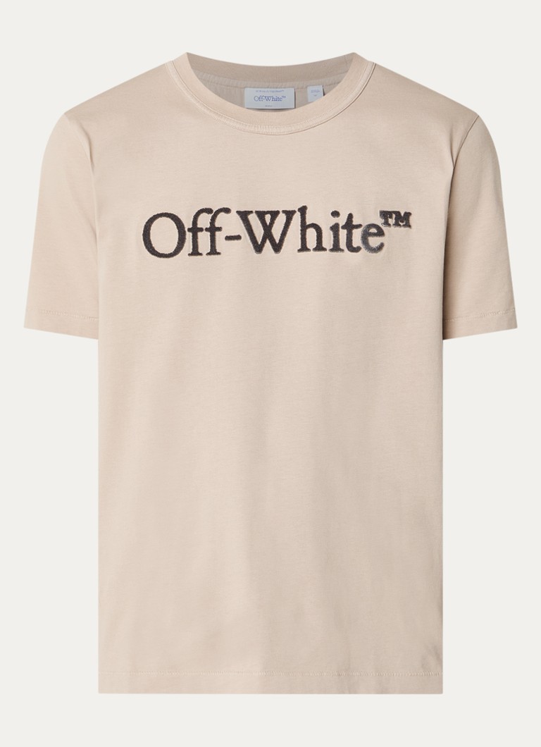Off-White Heren T-shirt met logoprint in de kleur Beige, maat: S