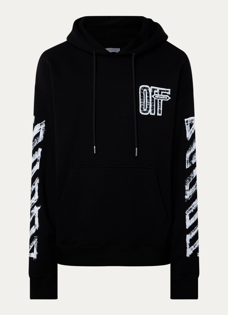 Off-White Heren Motion hoodie met logo- en backprint in de kleur Zwart, maat: XL