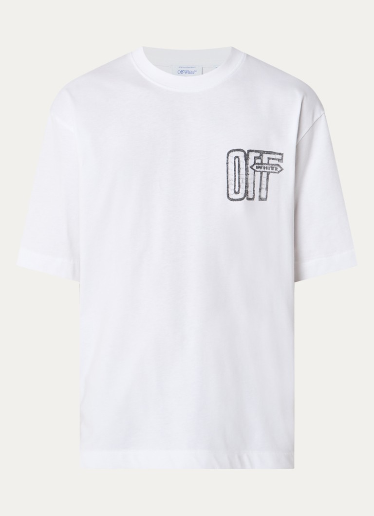 Off-White Heren Motion T-shirt met logo- en backprint in de kleur Wit, maat: S