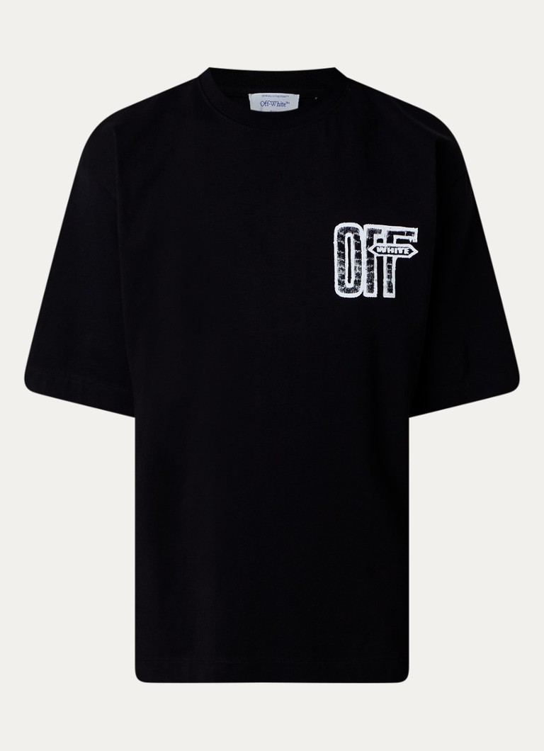 Off-White Heren Motion T-shirt met logo- en backprint in de kleur Zwart, maat: M