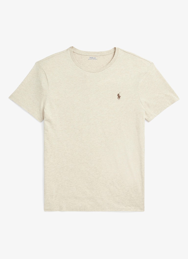 Ralph Lauren Heren T-shirt met logoborduring in de kleur Expedition Dune Heather / Beige
