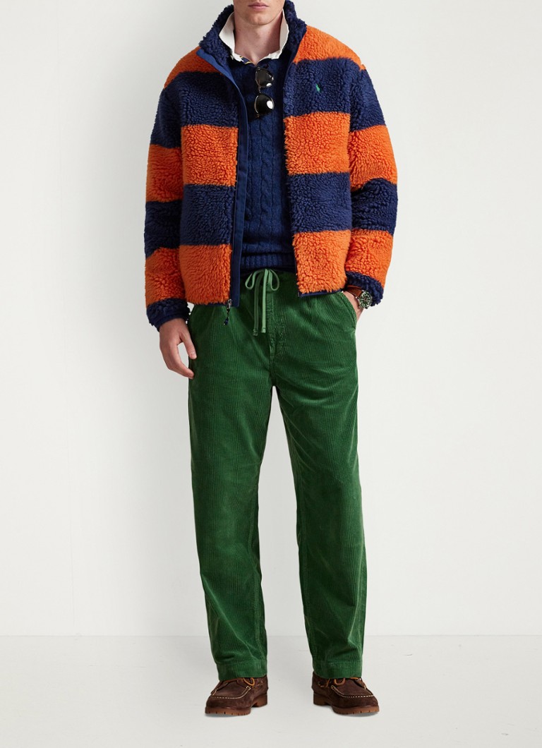 Ralph Lauren Heren Jack van fleece met streepprint in de kleur Brght preppy orange / Oranje