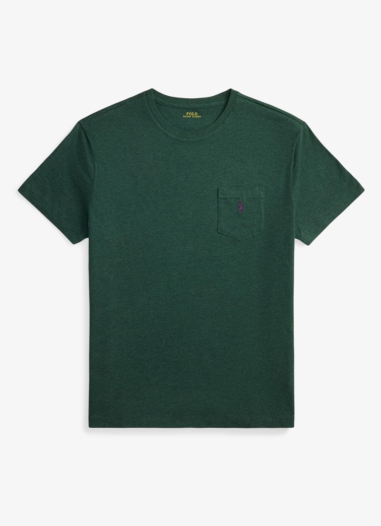 Ralph Lauren Heren T-shirt met logoborduring in de kleur Scotch Pine Heather/C4939-48JK
