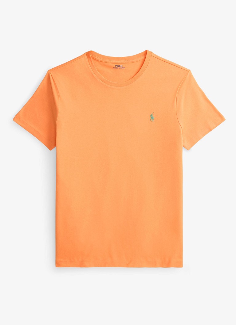 Ralph Lauren Heren T-shirt met logoborduring in de kleur Pompano Orange/C5566-47X1