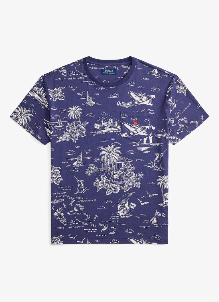 Ralph Lauren Heren T-shirt met print en borstzak in de kleur Harbor Island Bear Boathous