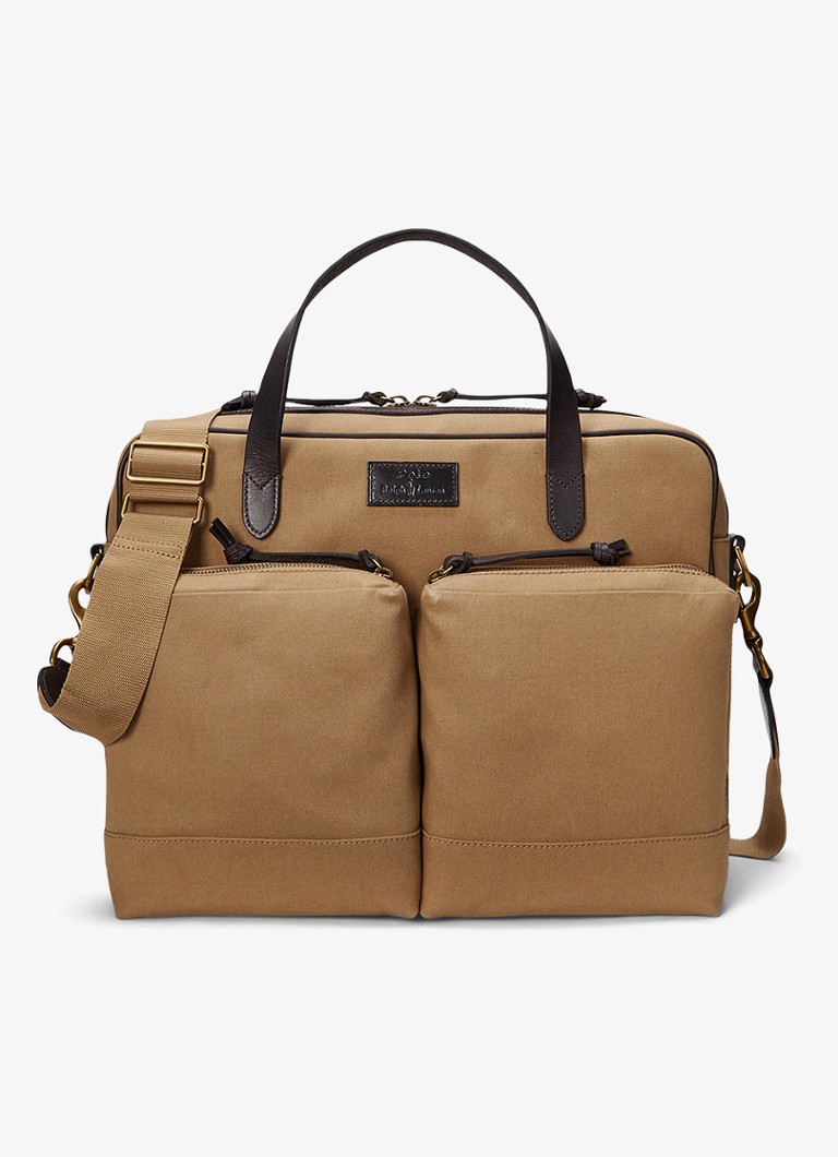 Ralph Lauren Heren Businesstas met logo in de kleur Montana Khaki/Brown / Khaki